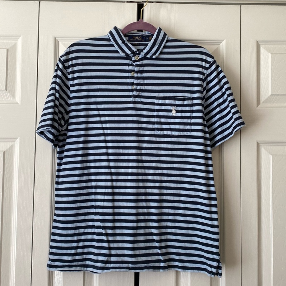 Polo by Ralph Lauren blue striped polo shirt M